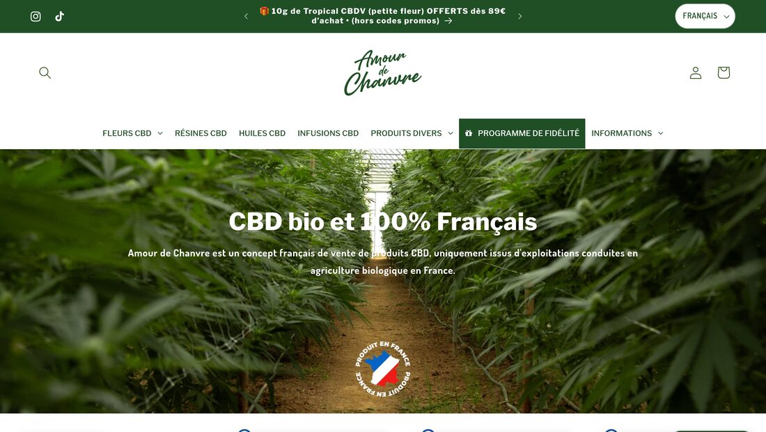Aperçu du site Amour de Chanvre
