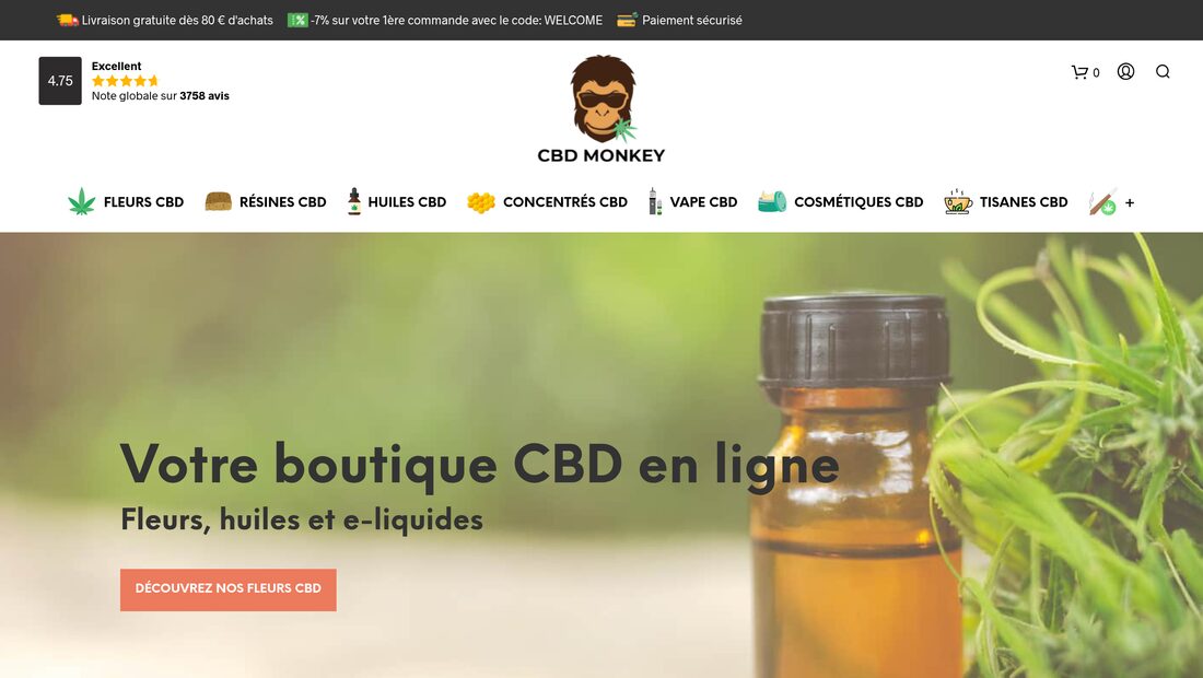 Aperçu du site CBD Monkey