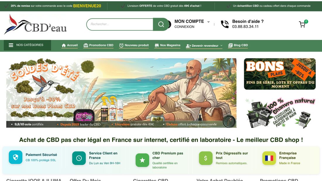 Aperçu du site CBD'eau