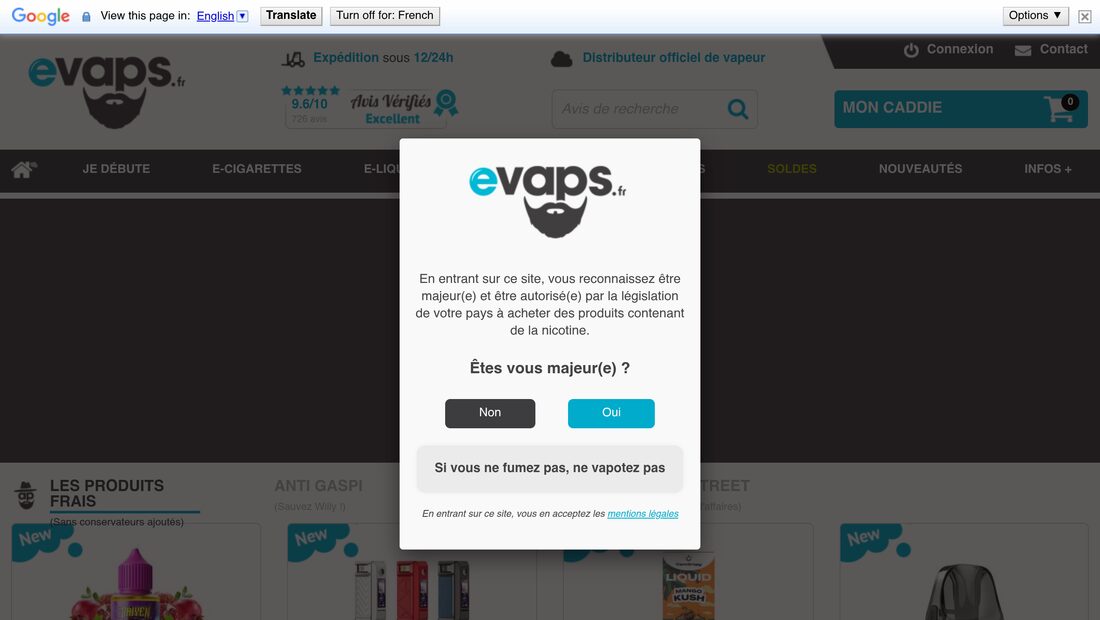 Aperçu du site eVaps