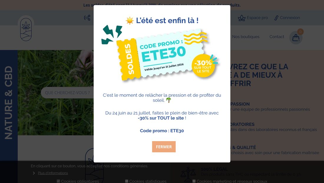 Aperçu du site Nature et CBD